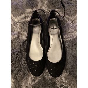 Style & Co Women’s Caity Ankle Strap Ballet Flat Black Faux Suede Shoes 10M